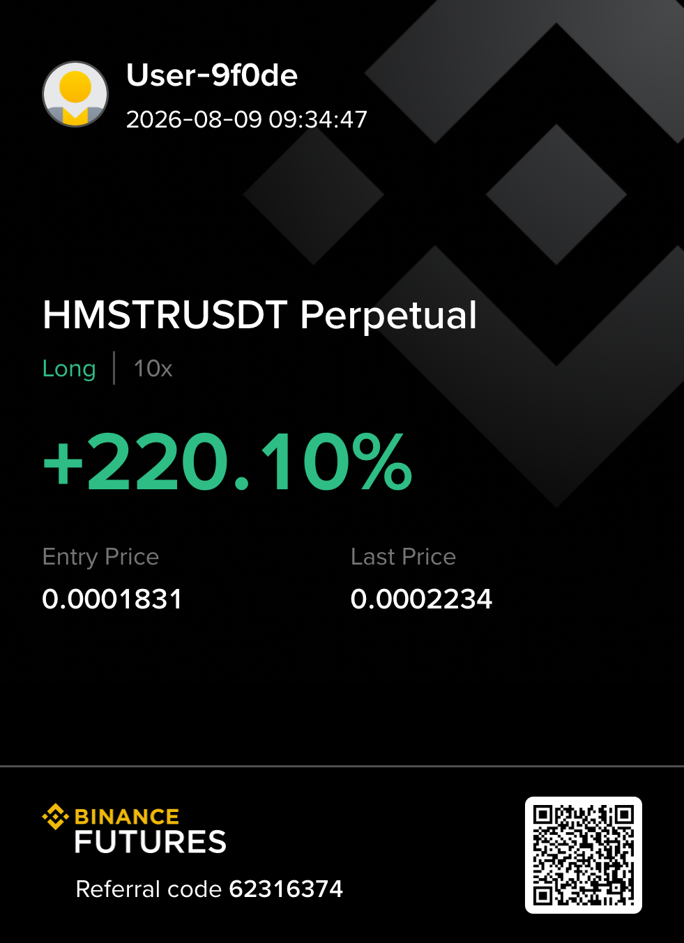 HMSTRUSDT long 수익 카드
