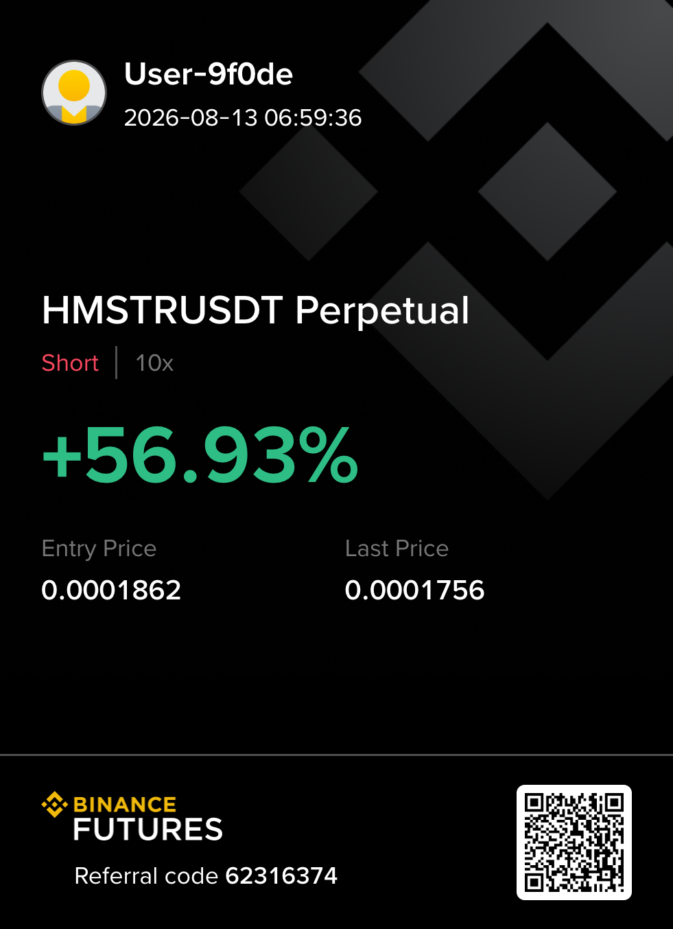 HMSTRUSDT short 수익 카드